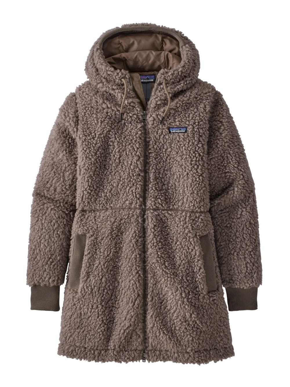 Patagonia Taupe Sherpa Fleece Zip Hoodie Coat Dusty Mesa Parka Size L
